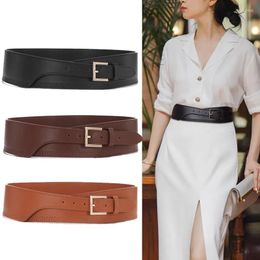 Belts Fashion Ladies PU Leather Golden Policy Buckle Tight-fitting Wide With Coat Jeans X268