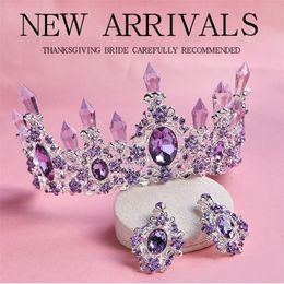 Wedding Hair Jewellery Arrival Charming Purple Crystal Bridal Tiara Crowns Magnificent Diadem for Princess Accessories 221109