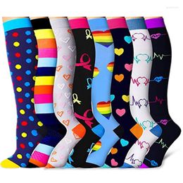 Men's Socks 58 Styles Compression Knee High Fit For Varicose Veins Nursing Running Men Women Travel Flight