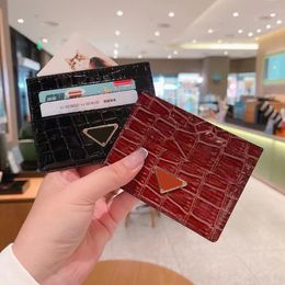 Leather Saffiano Card Holder Slots Designer Cases Official Luxury Brand PRAYSL Crocodile in Black White Red Pink Brown Blue with Logo Box Cover
