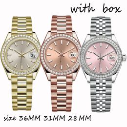 Watch Designer Diamond Watches Womens Automatic Rose Gold Date Size 36mm 31mm 28mm Sapphire Glass Waterproof Montres Pour Dames Ladies