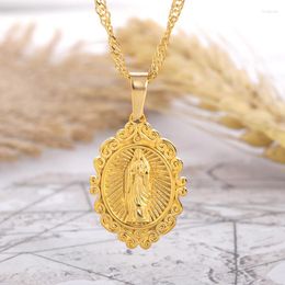 Pendant Necklaces Vintage Virgin Mary For Women Choker Chains Necklace Stainless Steel Peace Catholic Jewelry Virgen De Guadalupe