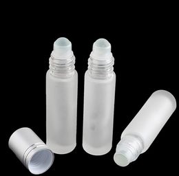 200pcs 10ML Thick Glass Roll On Perfume Bottle Frosted Essential Oil Vials with Roller Ball and Silver Cap