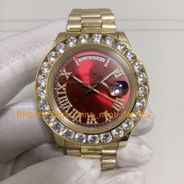 5 Color Men's Automatic Watch In Box Mens Big Diamond Bezel Red Dial 43mm 18k Yellow Gold Bracelet Mechanical Watches Wristwatches Wristwatches