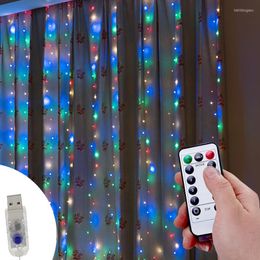 Strings Curtain String Light Fairy Christmas Wedding Party Decor 3Mx3M 300-LED 8 Modes Waterproof Remote-control