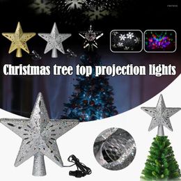 Christmas Decorations Tree Led Projection Light Top Lights With 3d Glitter Rotating Built-in Star Decor Toppe Z9s1