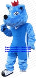 Long Fur Blue Wolf Mascot Costume Adult Cartoon Character Outfit Suit Family Spiritual Activities Wore Beautiful zx1561