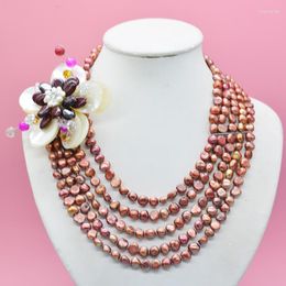 Choker Classic. Unique 8mm 5-Row Natural Baroque Pearl Necklace. The Most Bridal Jewellery In Europe