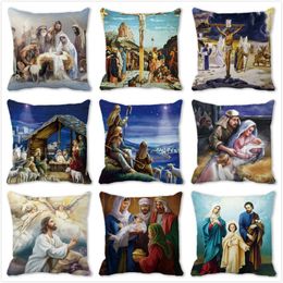 Christmas Decorations For Home Year 2022 40 Style Jesus Coming And Angels 45x45cm Cushion Cover Ornaments Adornos De Navidad