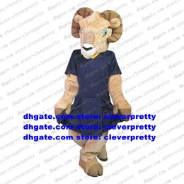 Brown Bighorn Sheep Ram Mascot Costume Antelope Gazelle Goat Adult Cartoon Character Open A Business Symbolic Ambassador zx1803