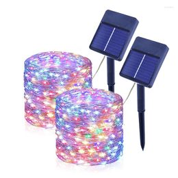 Strings 2PCS Home Decor String Light 12M 100LED Solar Lights Outdoor Waterproof Christmas Tree Street Garland Lighting Year Party