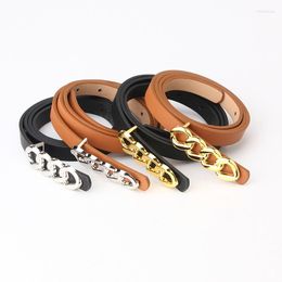 Belts Fashion Belt Women Slim Simple PU Leather Dress Chain Decorative Buckle Waist Thin Waistband 1.4cm Width Female