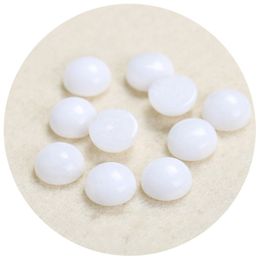 4/6/8/1012/14MM Gemstone Cabochons Natural Synthetic Stone Beads White Jade Cabochons for Earring Necklace Bracelet