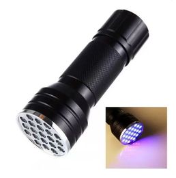 21 LED UV Flashlight Torch Light Ultra Violet Light Blacklight UV Lamp Torch AAA Battery For Marker Checker Detection DLH437