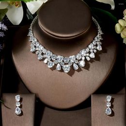 Necklace Earrings Set Fashion Wedding Costume Accessories Heart Shape Cubic Zircon Crystal Bridal And Jewelry N-1449