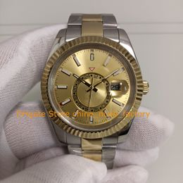 20 Style Automatic Watch In Box Men's Two Tone Steel Bracelet Folding Clasp Yellow Gold Champagne Dial 42mm Asia Mechanical Watches Wristwatches