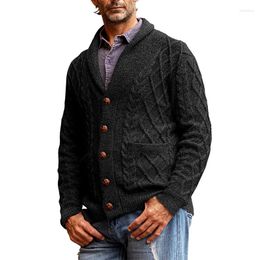 Men's Jackets Men's Jacket Solid Color V-neck Long Sleeve Knitted Cardigan Coat Autumn Male Twisted Sweater Outerwear Ropa De Hombre