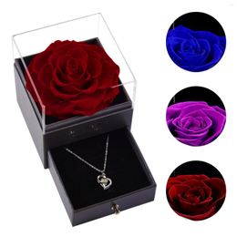 Gift Wrap Preserved Real Rose Eternal Flower Jewelry Box Romantic For Wife Mother Her On Valentine's Day Anniversary