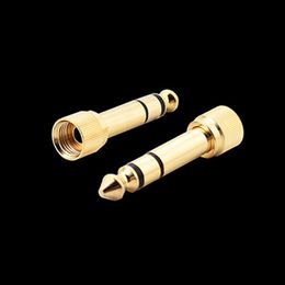 Gold Headphone Connector 6.35mm Male to 3.5mm Female Stereo Plug Audio Microphone Screw Adapter Converter