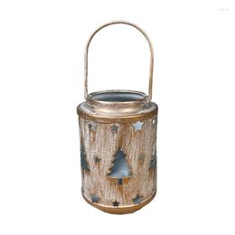 Candle Holders Decorative Lantern Nordic Style Holder Hollow Elk/Christmas Tree/Snowflake Candlestick Indoor Xmas Decor