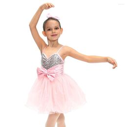 Stage Wear MiDee Ballet Dress Kids Girls Sequin Pink Sweet Tutu Skirt Modern Performance Dance Ballerina Flower Costume