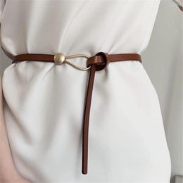 Belts Women Thin Golden Buckle Pu Leather Strap For Dress Trousers Casual Black Ladies Female Designer Waistband Accessories