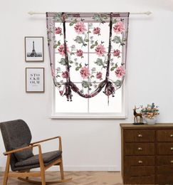 Curtain Blinds Floral Printed Sheer Panel Tulle Window Treatment Door Curtains Home Decor Short 60 120cm/80 120cm