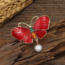 Brooches Muylinda Butterfly Enamel Charm Pin Vintage Colourful For Women Pearls Pins Scarf Clothes Clip Accessories