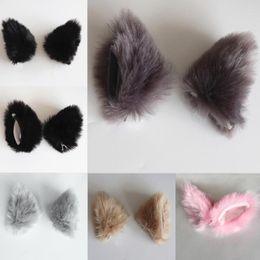 Party Supplies Anime Lolita Faux Fur Kitten Ears Hair Clips Fluffy Plush Cosplay Animal Hairpin