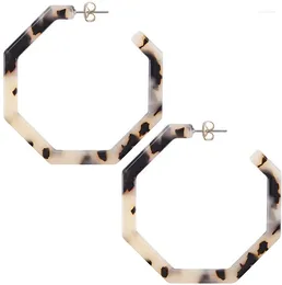 Hoop Earrings Classic Acrylic Resin For Women Statement Fashion Geometric Octagon