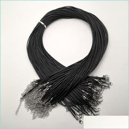 Chains Black 2Mm Wax Rope Lobster Clasp Chains Necklace Lanyard Jewelry Pendant Cords 100Pcs/Lot Making Acc Drop Delivery Necklaces P Dhedt