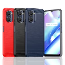 Phone Cases For OPPO A17 A57 A77 K10 Realme 9 Narzo 50 C33 C35 C31 C30 Q5 Rugged Fibre Carbon Textured Wire Drawing Soft Case