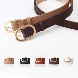 Belts Korean Luxury All Match Women's Fashion Big Double Ring Circle Metal Buckle PU Leather Wide For Coat Jeans Dress