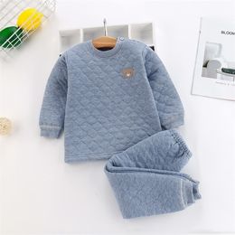 Clothing Sets Winter Pyjamas For Baby Kid Clothes Suit Three Layers Cotton Toddler Boys Children Girl Thermal UnderwearPant Sleepwear 221110