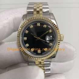 20 Style Midsize With Box Watch Ladies Mens 36mm Black Diamond Dial 18K Yellow Gold Stainless Steel Bracelet Automatic Women's Watches Wristwatches