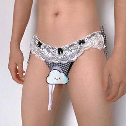 Underpants Mens Sexy Sissy Pouch Panties Lace G-String Breathable Briefs Grid Thongs Breathabl