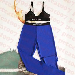 Dark Blue Yoga Pants Ladies Black Bra Sexy V Neck Tank Top Womens Bikini High Waist Stretch Trousers