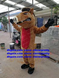 BBrown Wild Boar Mascot Costume Sus Scrofa Warthog Aethiopicus Wildhog Character Performance Costumes New Year Party zx1669