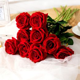 Red Rose Silk Artificial roses Wedding Decorations White Flowers Bud Fake Flowers for Home Valentine's Day gift grand event indoor Decoration