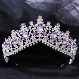 Wedding Hair Jewellery KMVEXO Vintage Silver Colour Purple Tiaras Crowns Headbands Bride Party Diadem Bridal Ornaments 221109