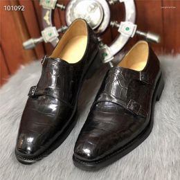 Dress Shoes Authentic Crocodile Belly Skin Businessmen Oxfords Genuine Exotic Alligator Leather Handmade Male Buckle Strap Suit