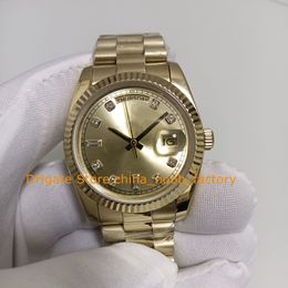 2 Colour In Box Automatic Watch Women's Men's Midsize 36mm Champagne Diamond Dial Date Yellow Gold Bracelet Ladies Mechanical Watches Wristwatches