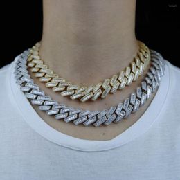 Choker Iced Out Big Heavy Chunky 19mm Cuban Rapper Necklace Hip Hop Gold Silver Colour Baguette Cubic Zirconia CZ Women Men Boy Jewellery