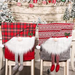 Chair Covers Merry Christmas Dwarf Cover With Hanging Feet 3D Cartoon Santa Claus Back Kitchen Dining Room Holiday Decor