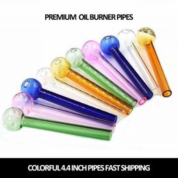 Pyrex glass oil burner pipe smoking accessories Colourful clear Colour 4.4 inch transparent big tube nail tips bong