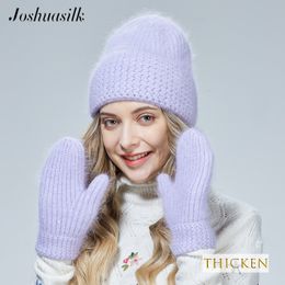 Hats Scarves Sets JOSHUASILK style Angora Wool Warm hat Hat and gloves 8 Colour options knitting Ladies kids choice 221110