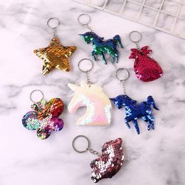 Keychains Cute Sequins Love Stars Red Panda Keychain Ladies Puppy Animal Mom Gift Keyring Girl Car Bag Accessory Pendant S656