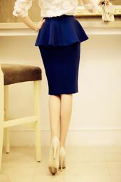 Skirts Customize Summer Autumn Women Peplum Office Pencil Skirt Ladies Casual Bodycon High Waist Split Saias Plus Size 3XS-9XL