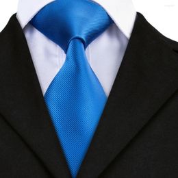 Bow Ties DN-850 2022 Fashin Bright Blue Solid Silk Neckties Single Classic Tie For Men Formal Wedding Party