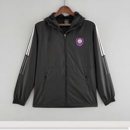 22-23 Orlando City SC Men's jacket leisure sport Windbreaker Jerseys full zipper Hooded Windbreakers Mens Fashion coat Logo custom